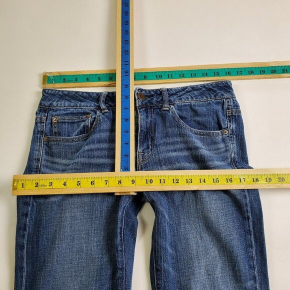 American Eagle Womens Boy Fit Jeans Sz 8 Medium Wash Mid Rise Denim Stretch - Picture 10 of 11